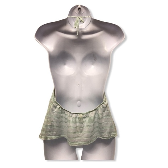 LF Mint Striped Sheer Open Back Halter Top | Size M - Picture 4 of 9